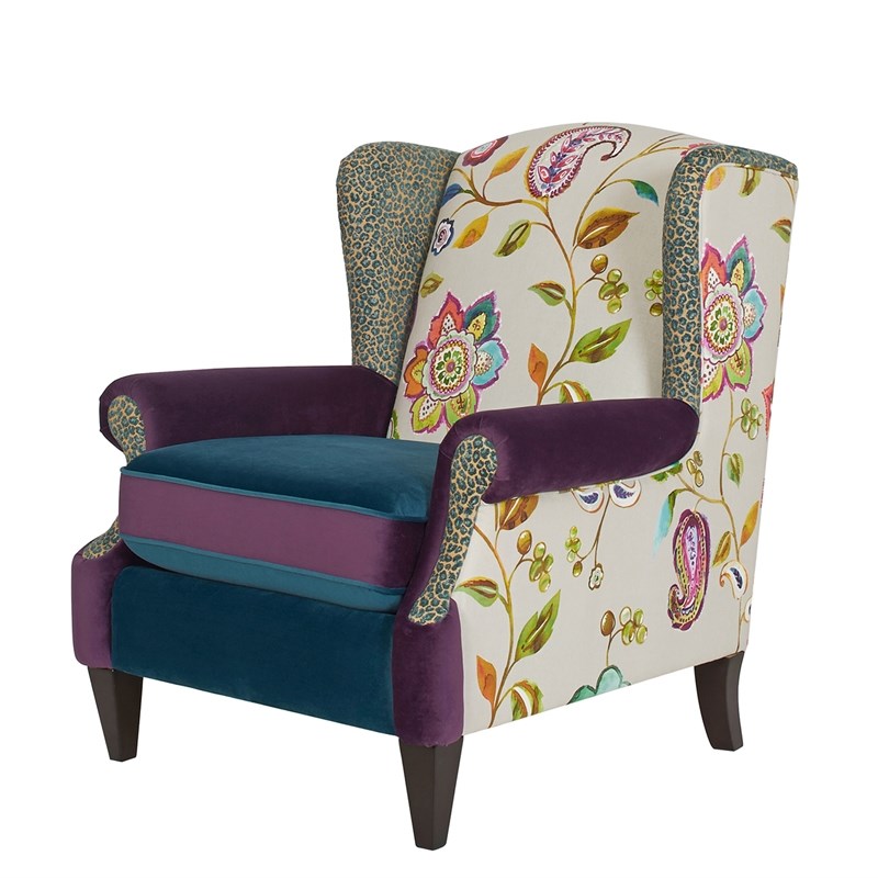 Anya Wingback Accent Arm Chair Multicolored Floral 7967