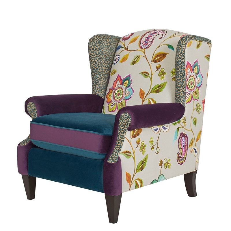 anya wingback accent arm chair multicolored floral - 60070 ...