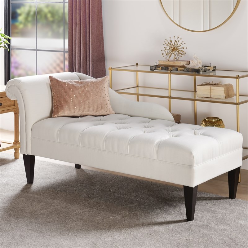 harrison tufted roll arm chaise lounge antique white - 62020-879