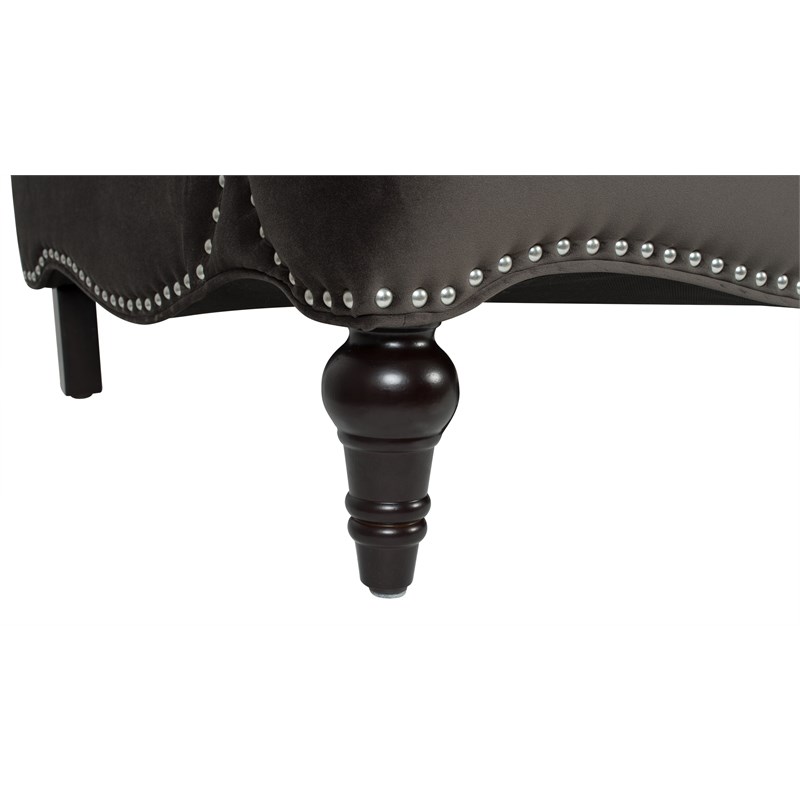 legacy camelback sofa nailhead accents dark charcoal grey 630603860