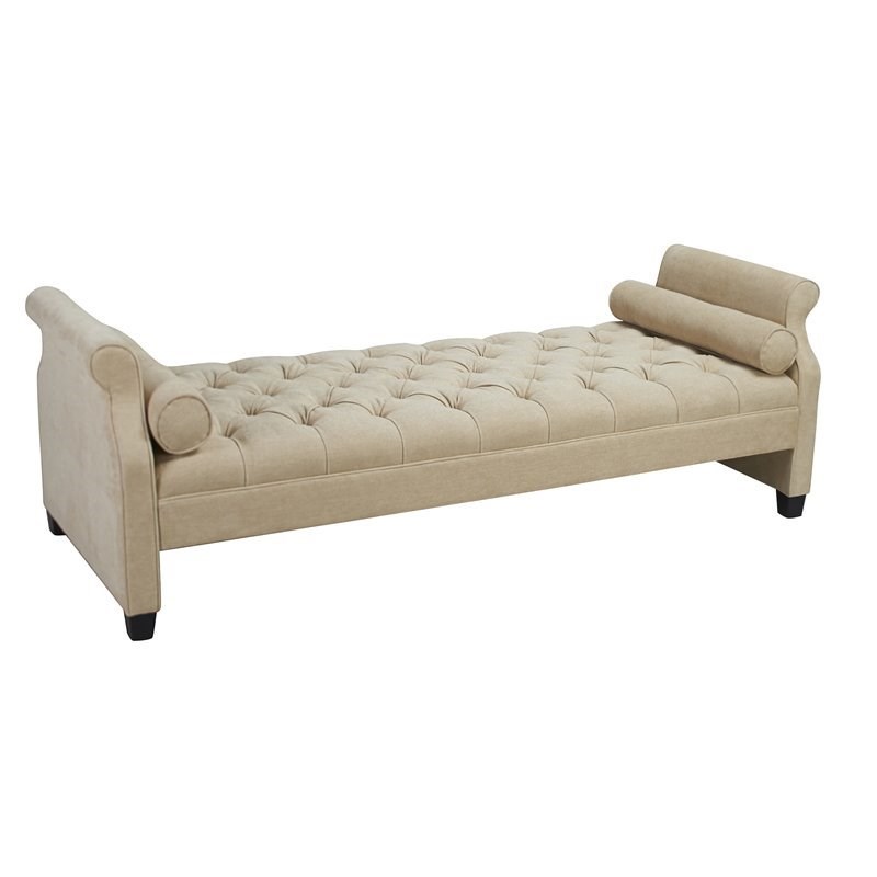 eliza roll arm sofa bed with bolster pillows beige 65001584