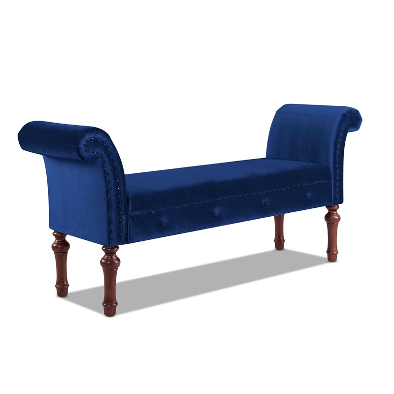 elise roll arm entryway bench navy blue 9605859
