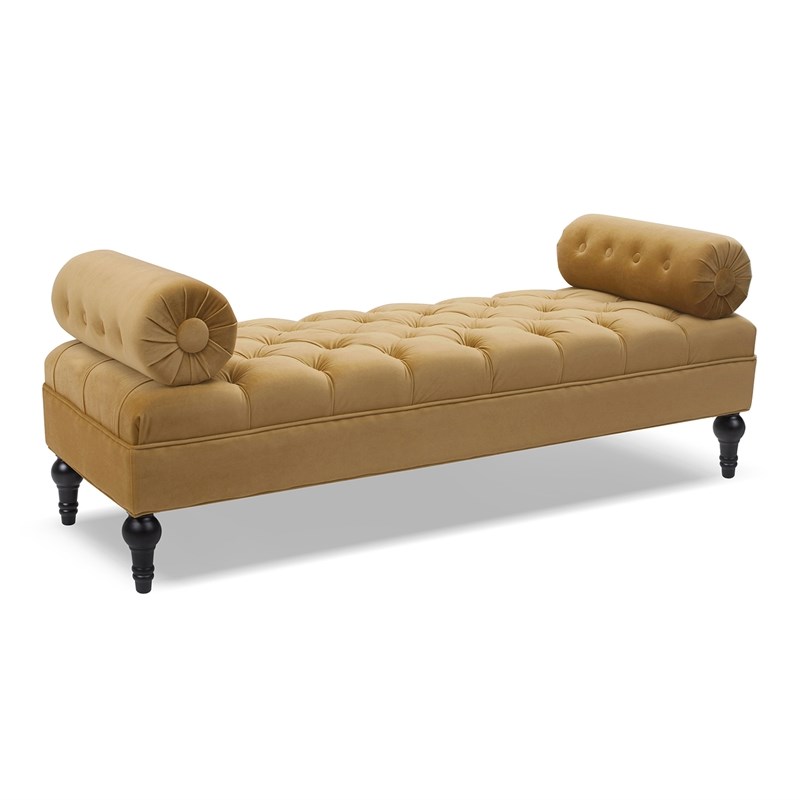 Lewis Bolster Arm Entryway Bench Gold Homesquare