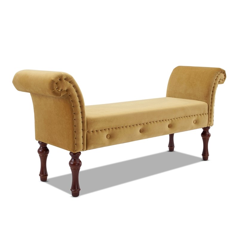 Elise Roll Arm Entryway Bench Gold Homesquare