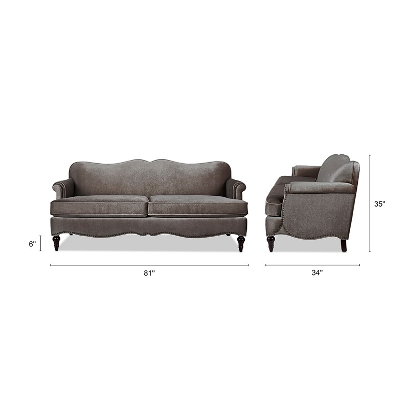 Legacy Camelback Sofa Nailhead Accents Grey Homesquare