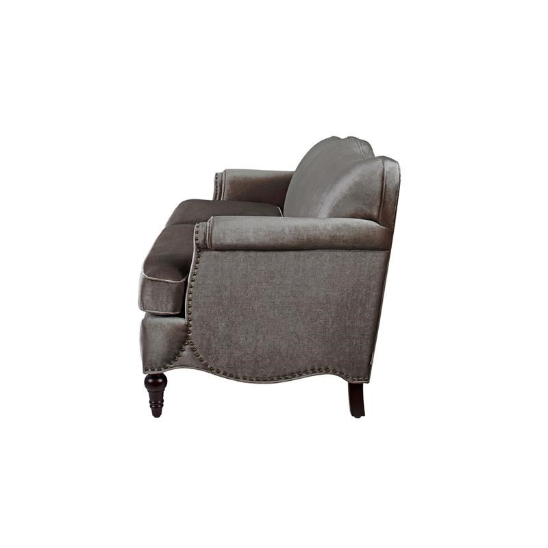 legacy camelback sofa nailhead accents grey 630603674