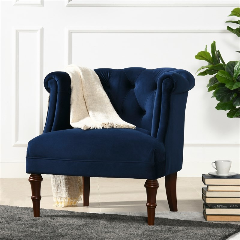katherine tufted accent chair navy blue velvet - 2483-859