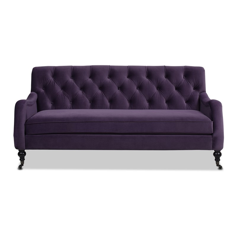 xander tufted sofa metal casters purple 635803864