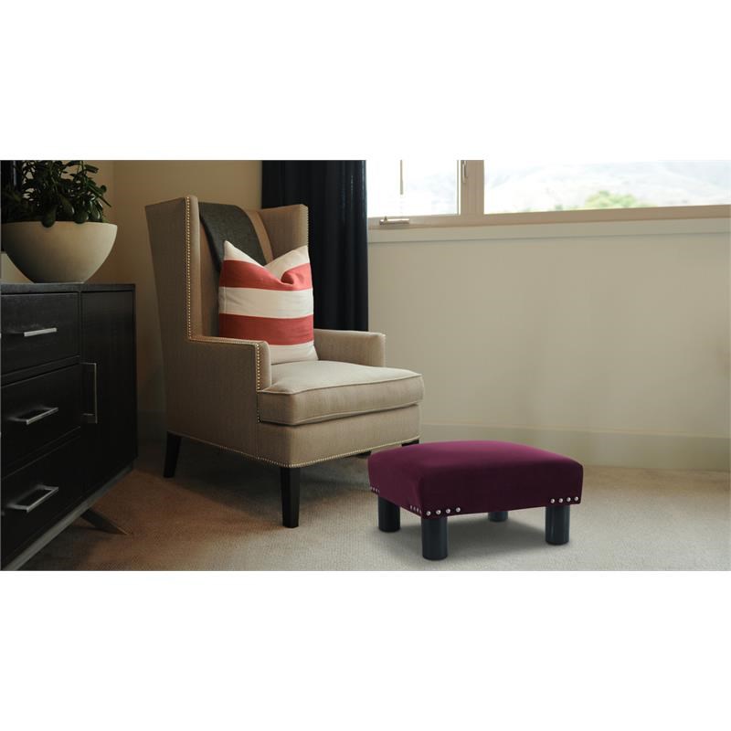 Jules Square Accent Footstool Ottoman Burgundy