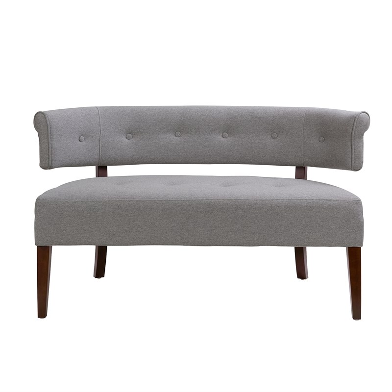 Jennifer Taylor Home Jared Roll Arm Tufted Polyester Fabric Bench in Light Gray