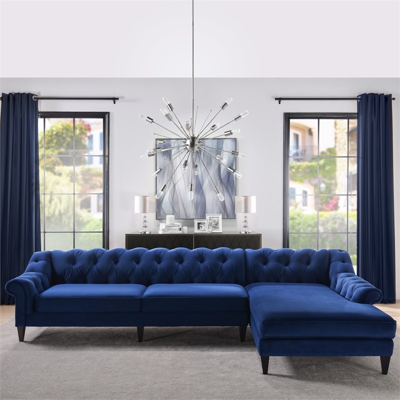 Alexandra Tufted Right Sectional Sofa Navy Blue Homesquare