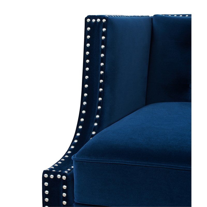 3 Piece Sofa Set of Tuxedo Sofa and Set of 2 Accent Chair in Navy Blue