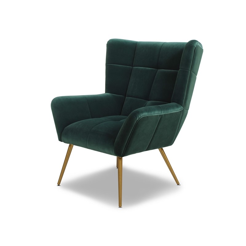 Jennifer Taylor Gerald Tufted Velvet Wingback Accent Chair in Forest Green