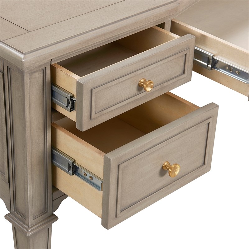 Jennifer Taylor Home Dauphin Gold Accent 5Drawer Wood Desk Grey