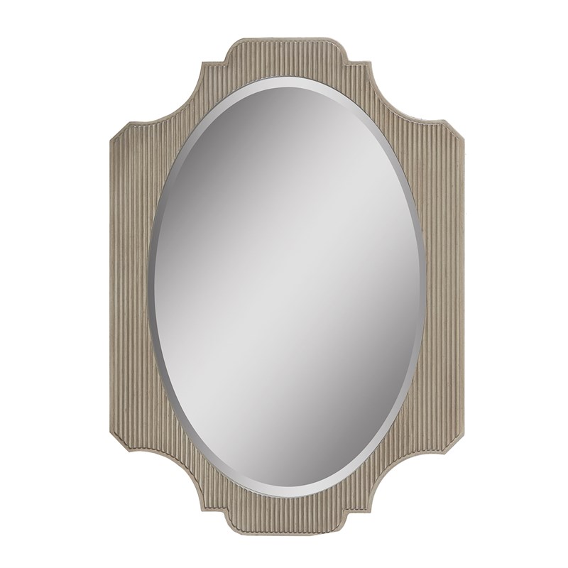Jennifer Taylor Home Grey Cashmere Dauphin Fluted Oval Vanity Wall MIrror