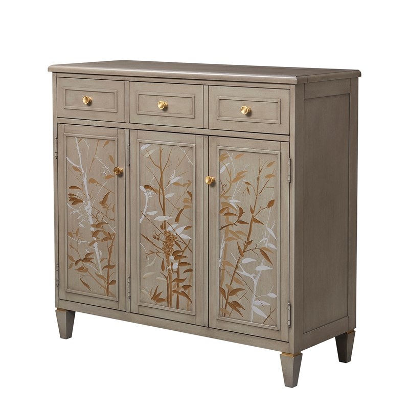 Jennifer Taylor Home Dauphin Handpainted Entryway Storage Cabinet Grey Cashmere