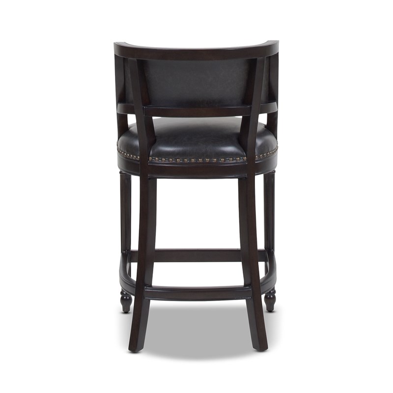paris 26" farmhouse counter height bar stool black brown faux leather