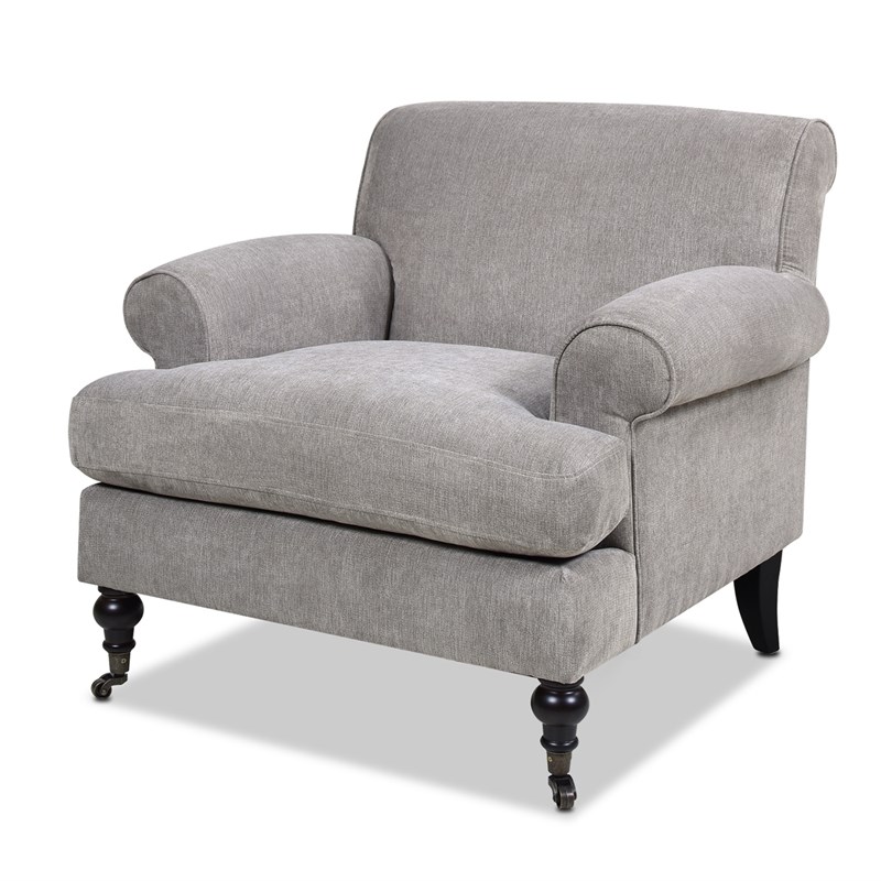 Alana Lawson Accent Arm Chair Metal Casters Silver Grey | Homesquare