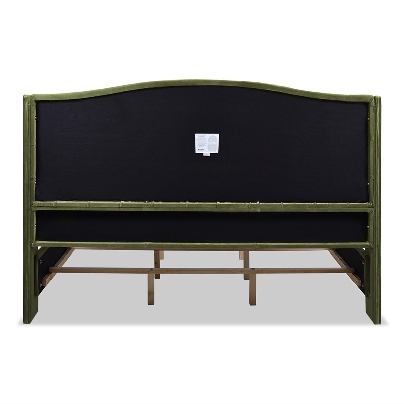 Marcella Upholstered Shelter Headboard Bed King Olive Green Homesquare