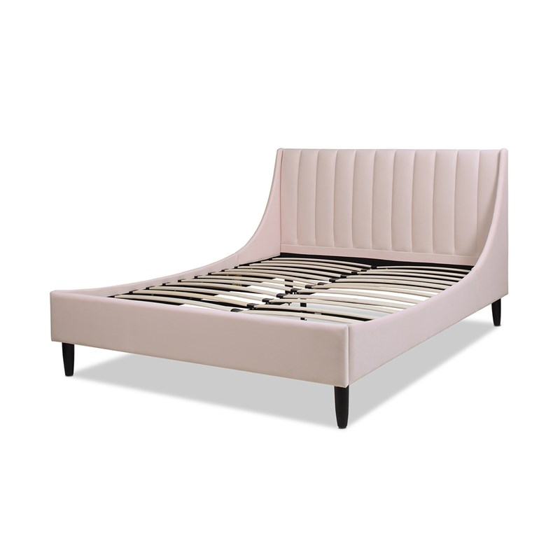 aspen vertical tufted headboard platform bed set queen light blush pink ...