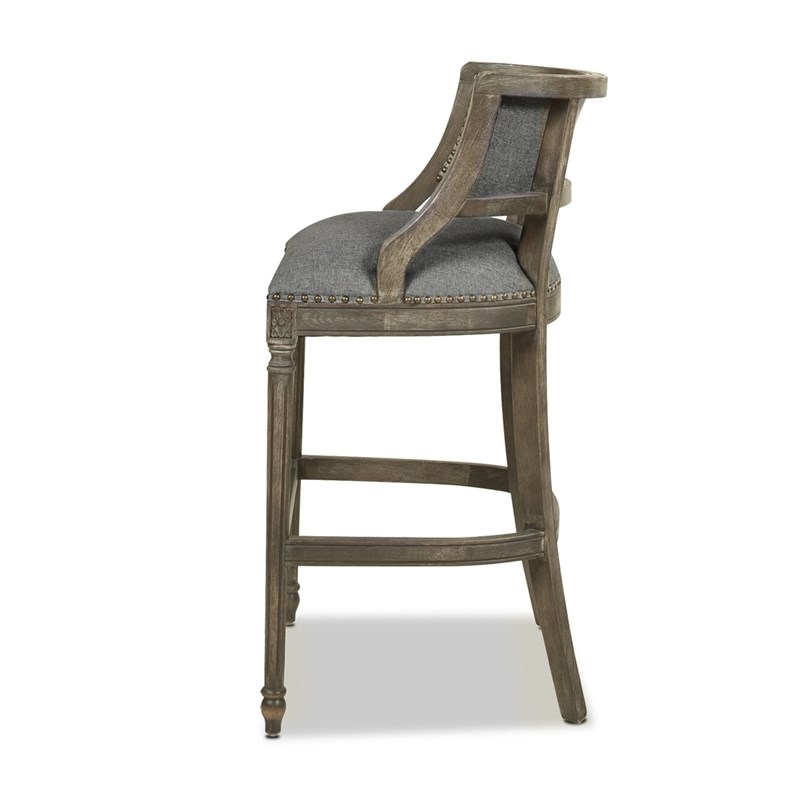 Paris 30.5" Farmhouse Bar Stool with Backrest Dark Heathered Grey Homesquare