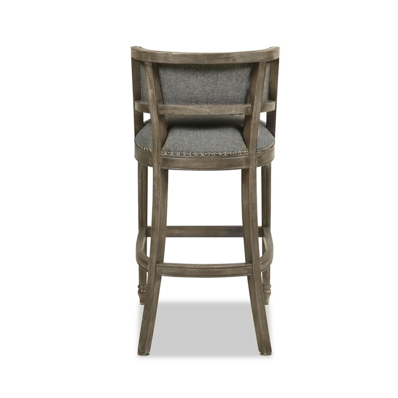 Paris 30.5" Farmhouse Bar Stool with Backrest Dark Heathered Grey Homesquare
