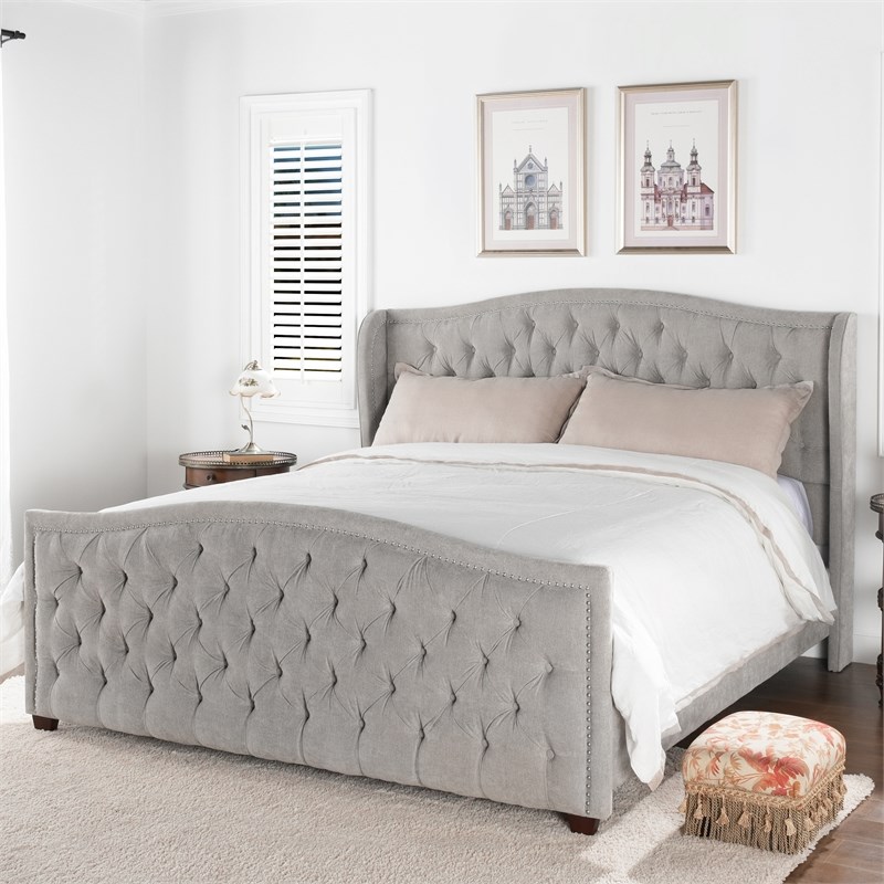 Jennifer Taylor Home Marcella Upholstered Bed California King Silver