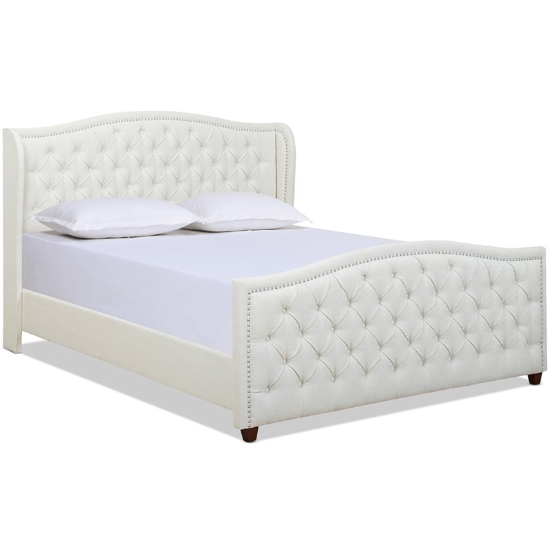 Jennifer Taylor Home Marcella Upholstered Bed California King Antique White