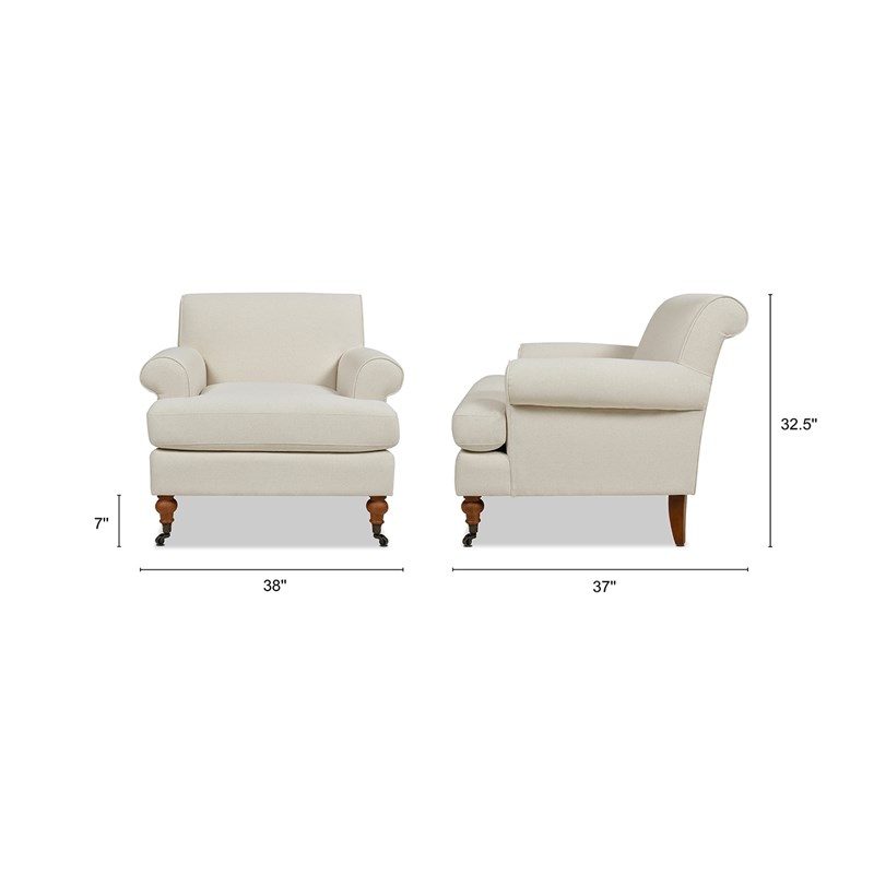 Jennifer Taylor Home Alana Lawson Accent Arm Chair Metal Casters Light Beige