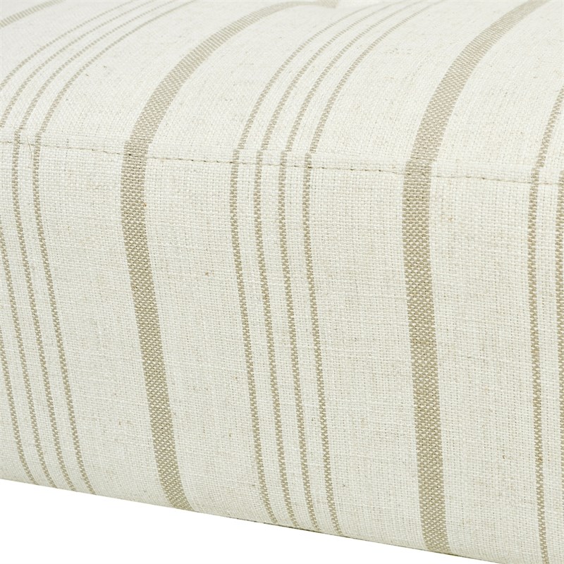 Jennifer Taylor Home Jared Roll Arm Tufted Linen Bench Flax White & Beige