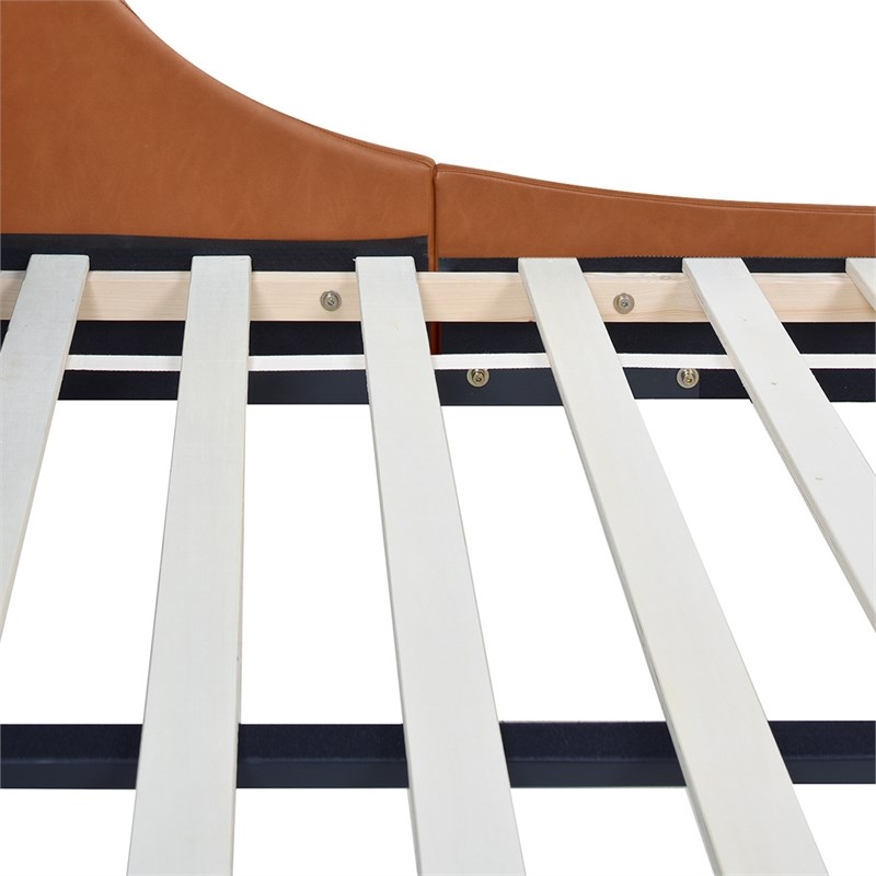 Aspen Vertical Tufted Modern Headboard Platform Bed Set Queen Caramel Tan Brown