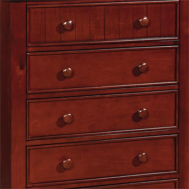 Cooper Dimanche Solid Wood 5-Drawer Chest in Cherry