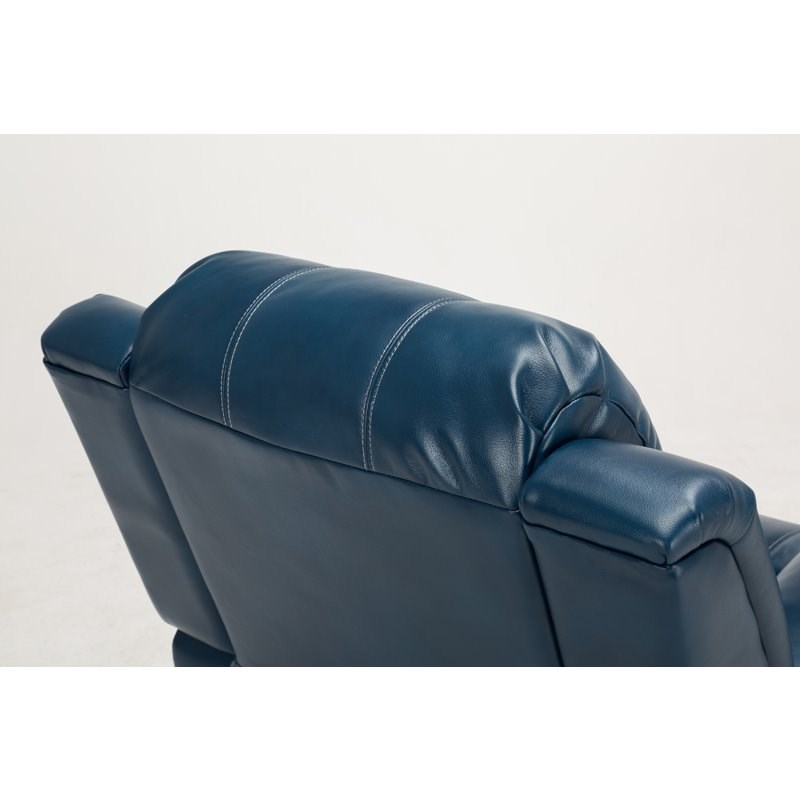 Cooper Navy Blue Faux Leather Recliner Homesquare