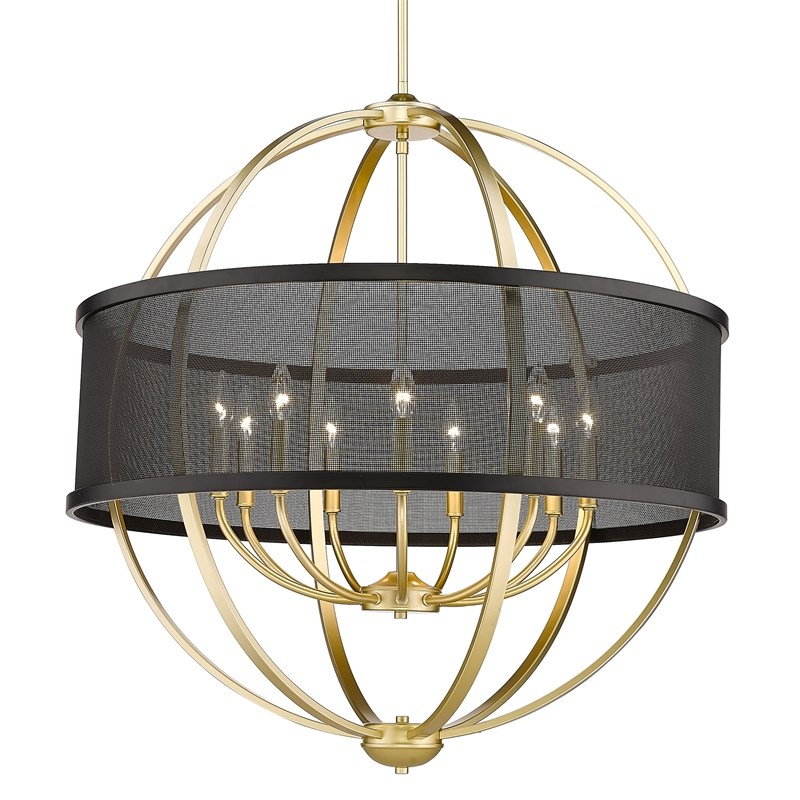 Colson 9 Light Chandelier in Olympic Gold with Matte Black Shade