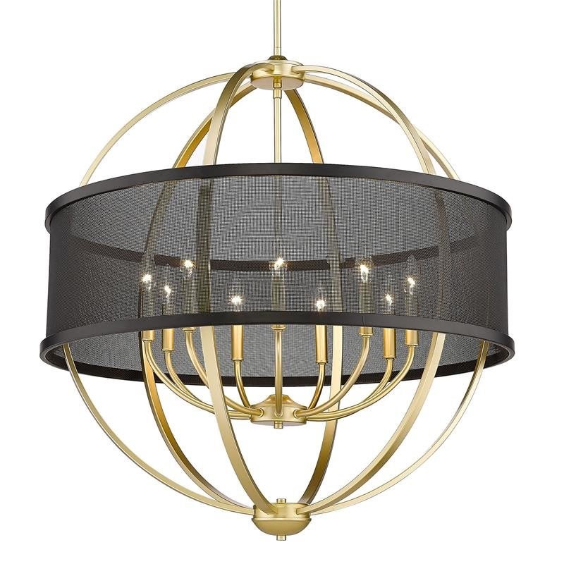 Colson 9 Light Chandelier in Olympic Gold with Matte Black Shade