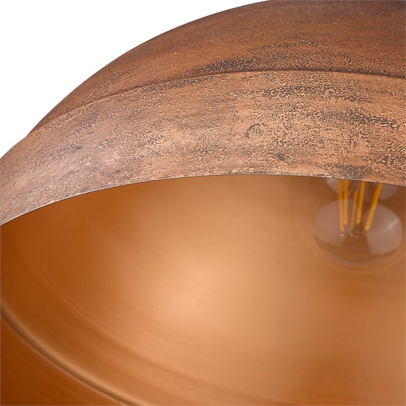 Golden Lighting Lincoln Large 1 Light Steel Metal Pendant in Vintage Copper