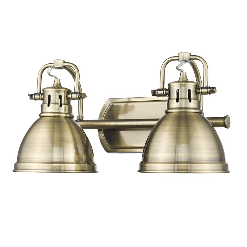Golden Lighting Duncan 2-Light Metal Bath Vanity in Aged Brass