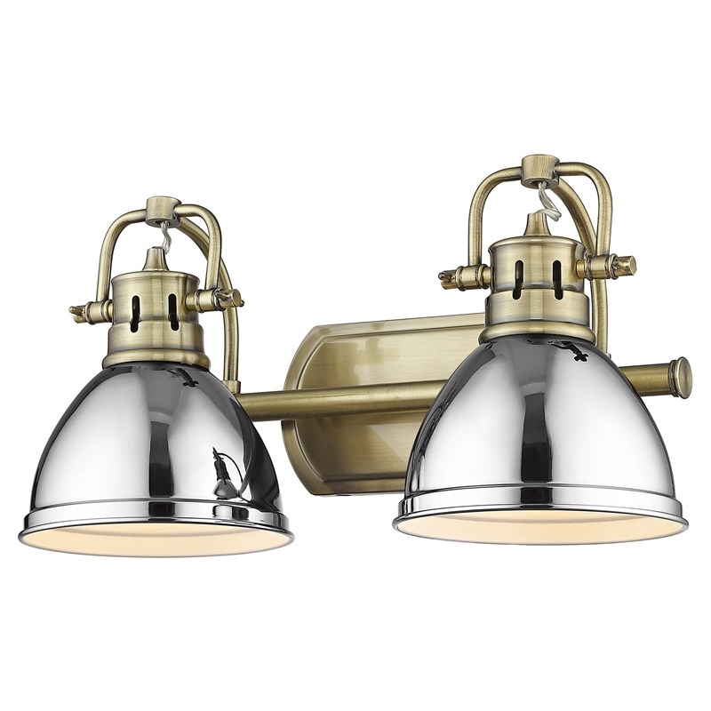 Golden Lighting Duncan 2-Light Metal Bath Vanity in Aged Brass/Chrome