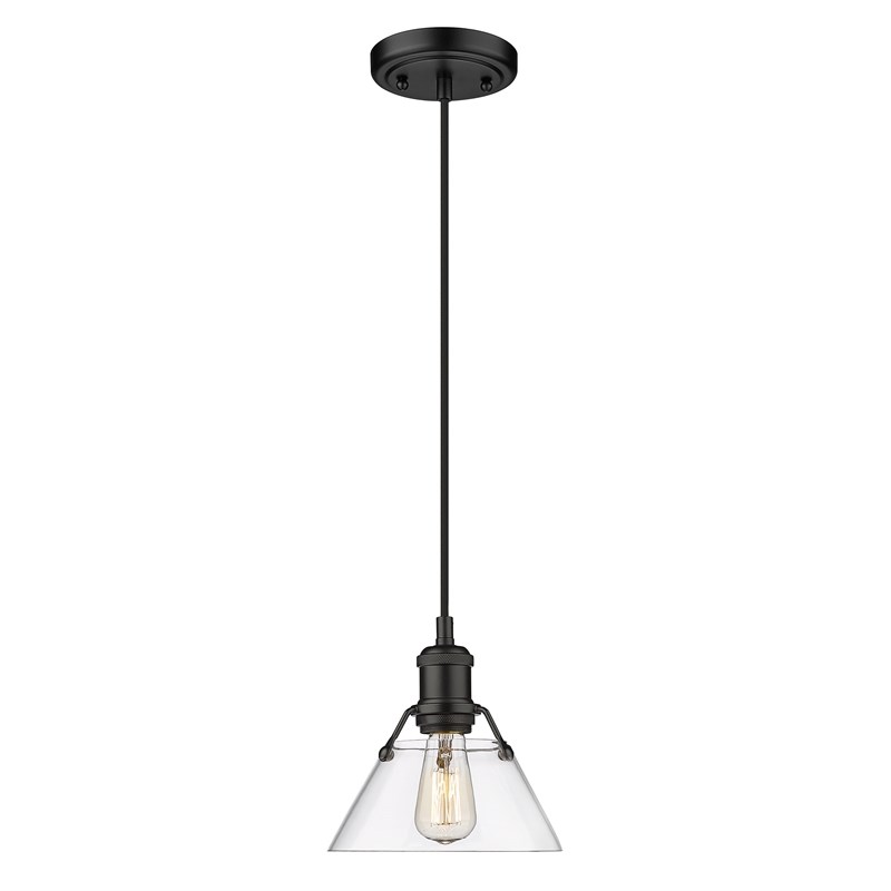 Golden Lighting Orwell 1 Light Small Pendant in Matte Black with Clear Glass