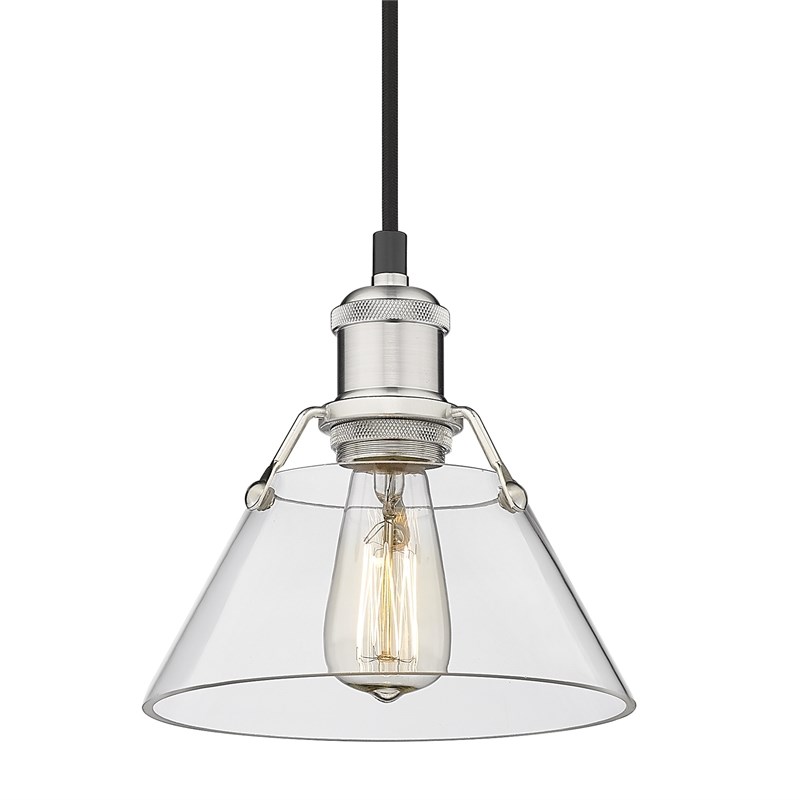 Golden Lighting Orwell 1 Light Small Pendant in Pewter with Clear Glass Shade