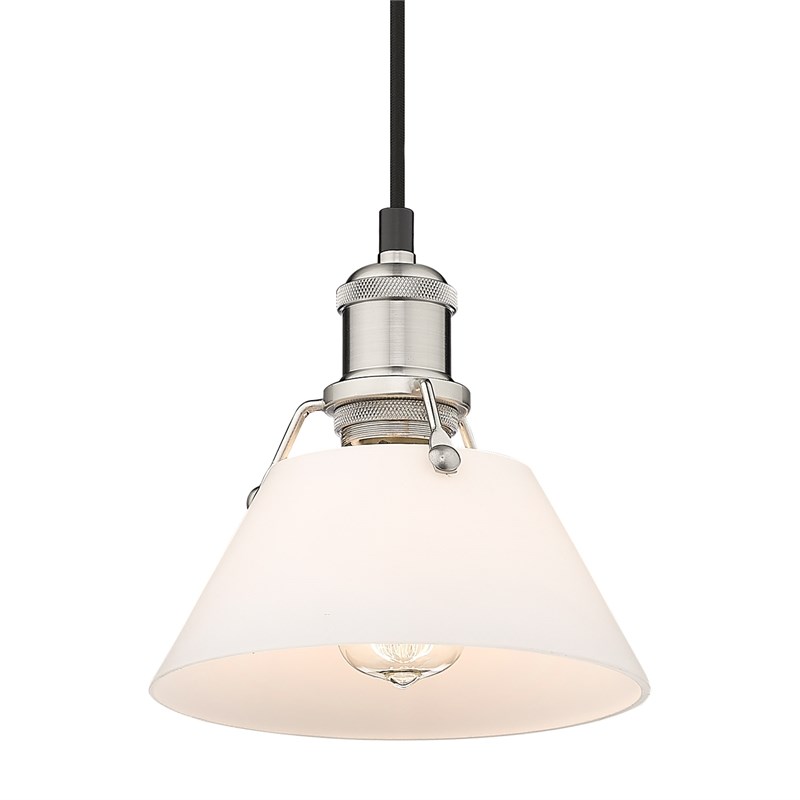 Golden Lighting Orwell 1 Light Small Pendant in Pewter with Opal Glass Shade