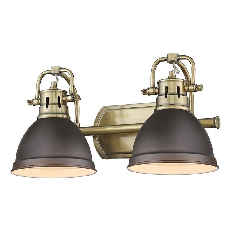 Golden Lighting Duncan 2-Light Metal Bath Vanity in Aged Brass/Rubbed Bronze