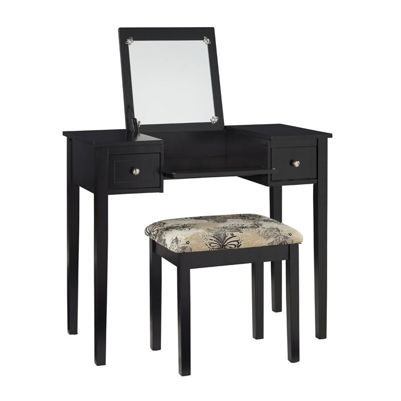 Riverbay Furniture Vanity Set Black with Bench