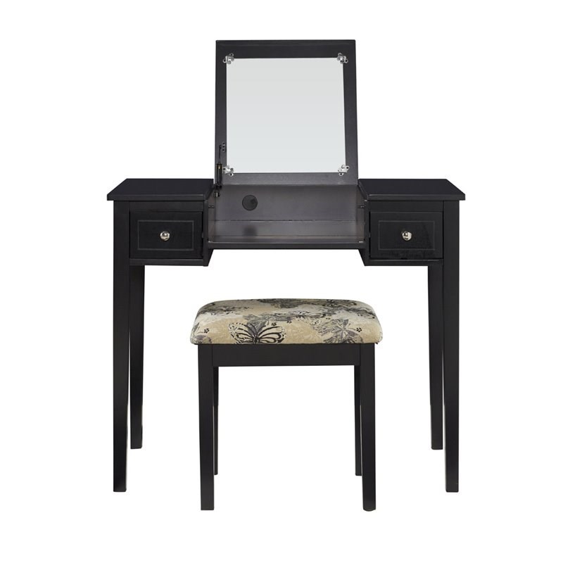 Riverbay Furniture Vanity Set Black with Bench
