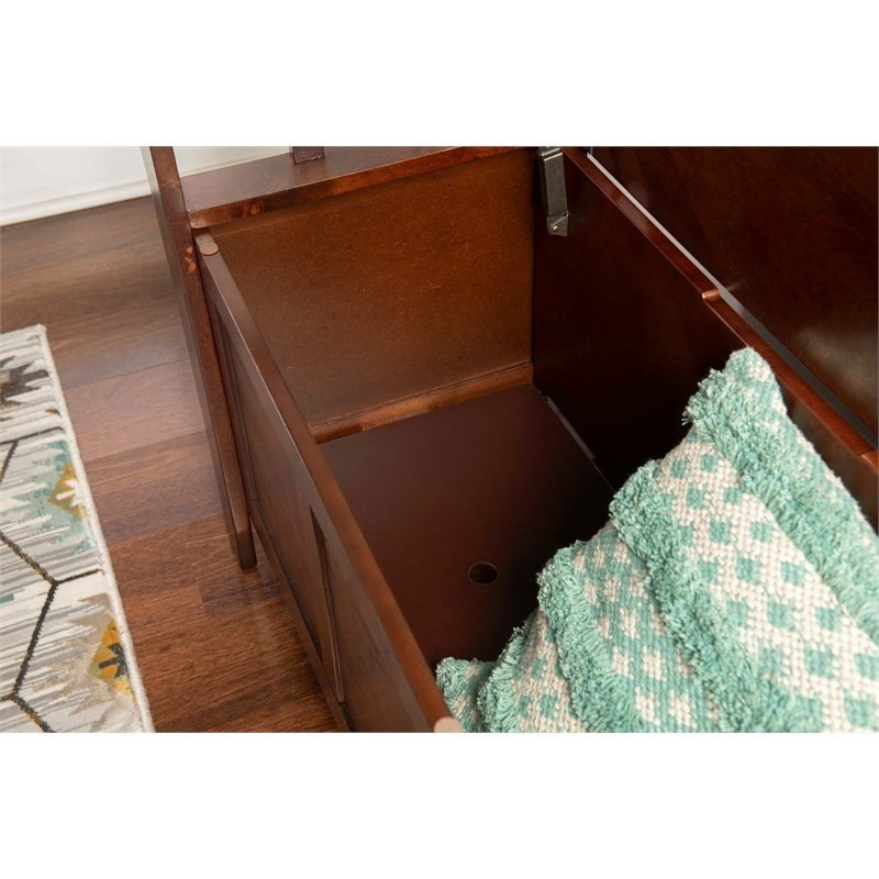 Riverbay Furniture Transitional Wood Brown Finish Storage Bench
