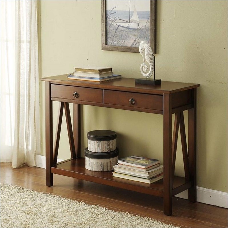 Riverbay Furniture Console Table in Antique Tobacco