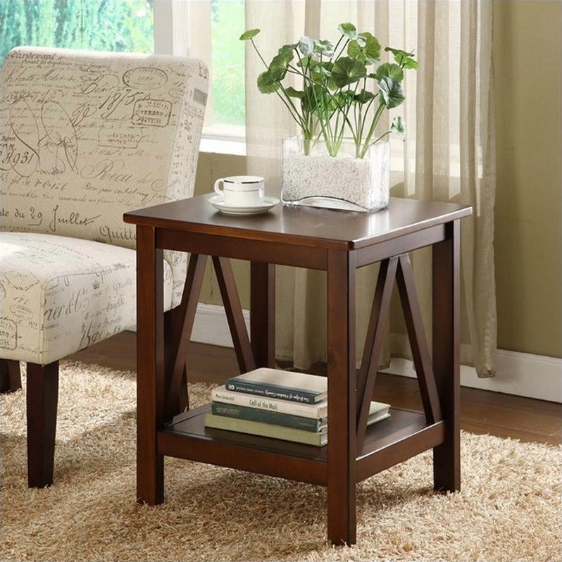 Riverbay Furniture End Table in Antique Tobacco