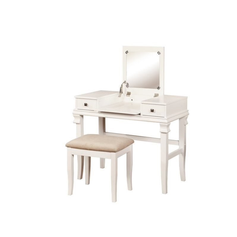 Riverbay Furniture Vanity Set in White (2 Pieces)