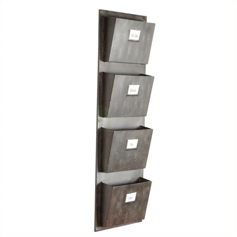 Riverbay Furniture 4 Slot Wall Mounted Mailbox in Rustic Gray