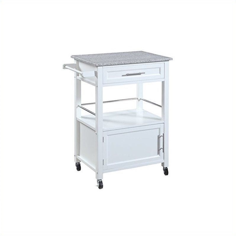 Riverbay Furniture Kitchen Cart with Granite Top in White